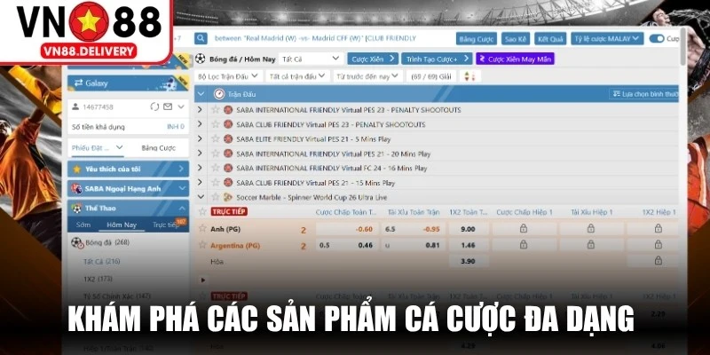 Khám phá các sản phẩm cá cược đa dạng tại thể thao VN88