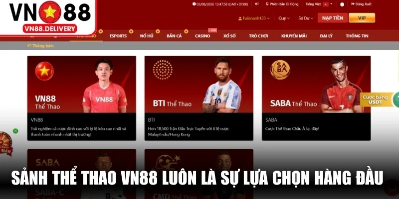 Sảnh thể thao VN88 luôn là sự lựa chọn hàng đầu của người chơi